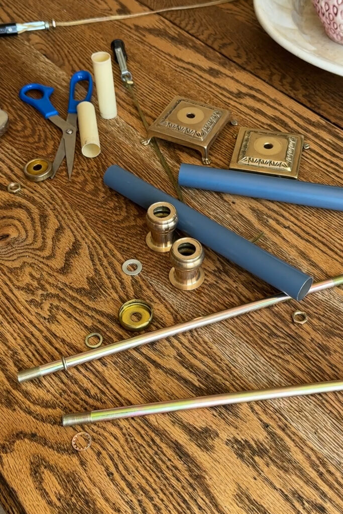 putting together the parts of the candle holder