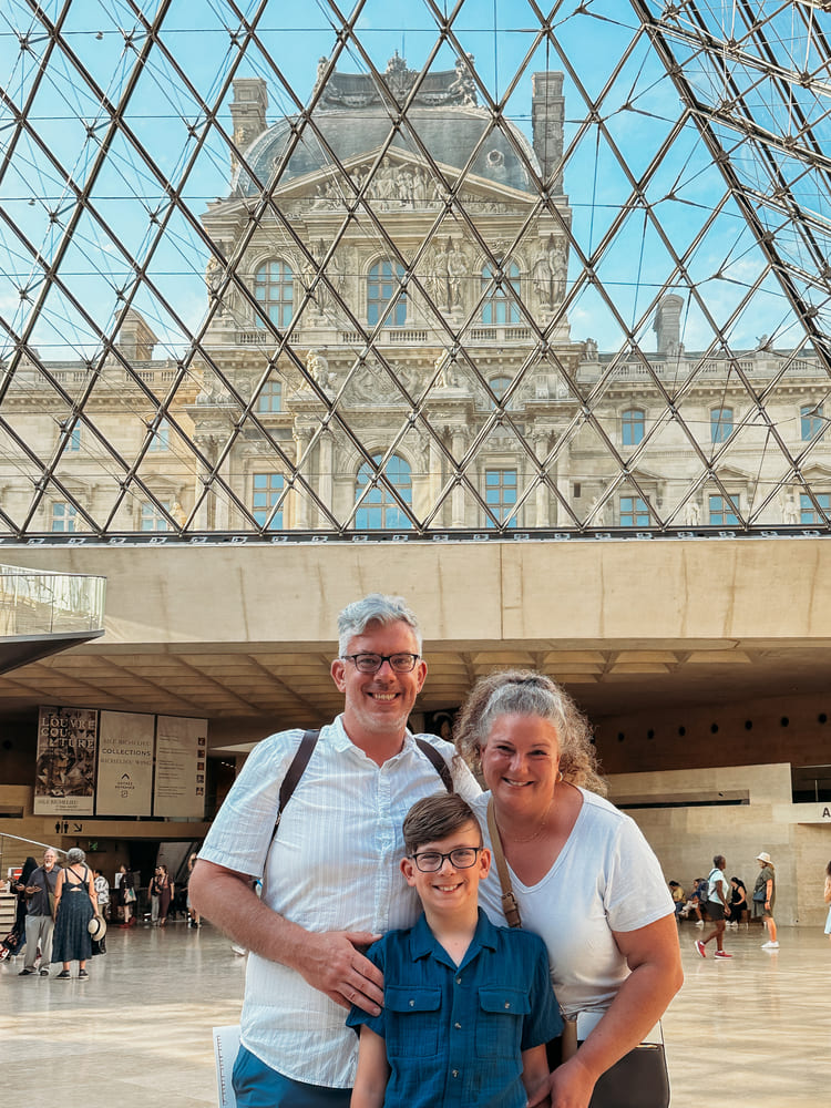 family photo at the Louvre