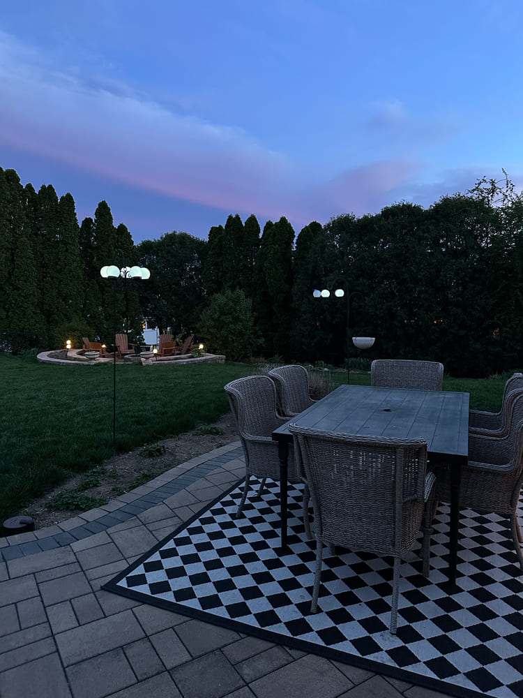 backyard patio at night