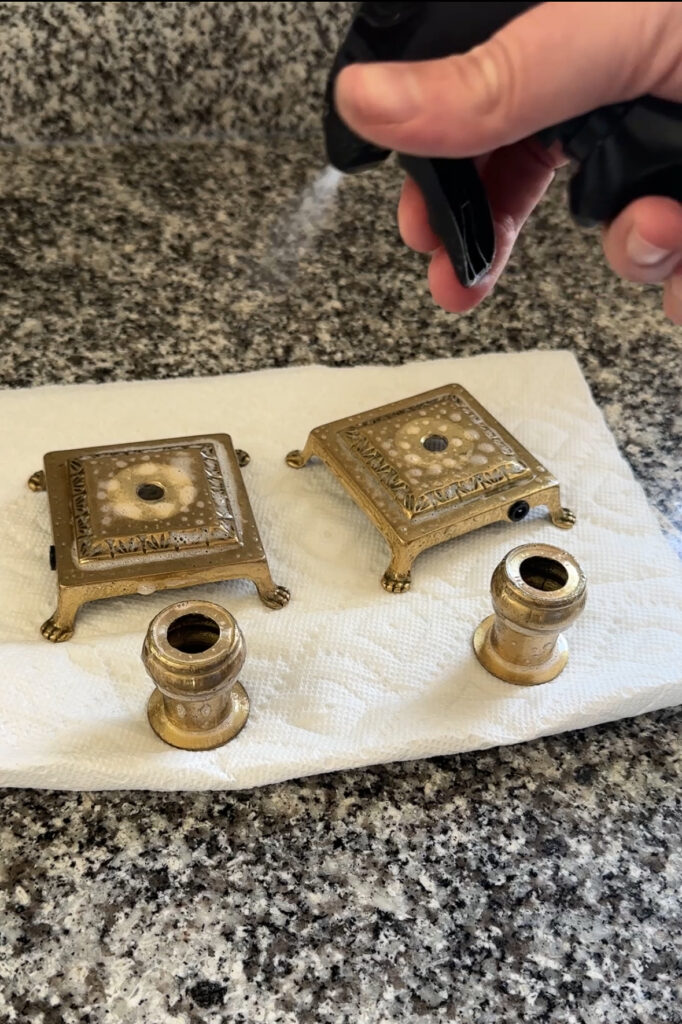 cleaning the based or and other parts of the candle holder