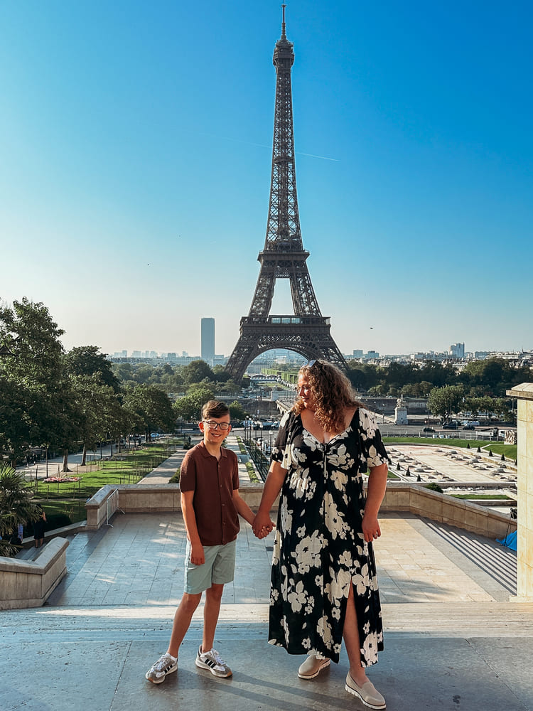 mother and son in Paris