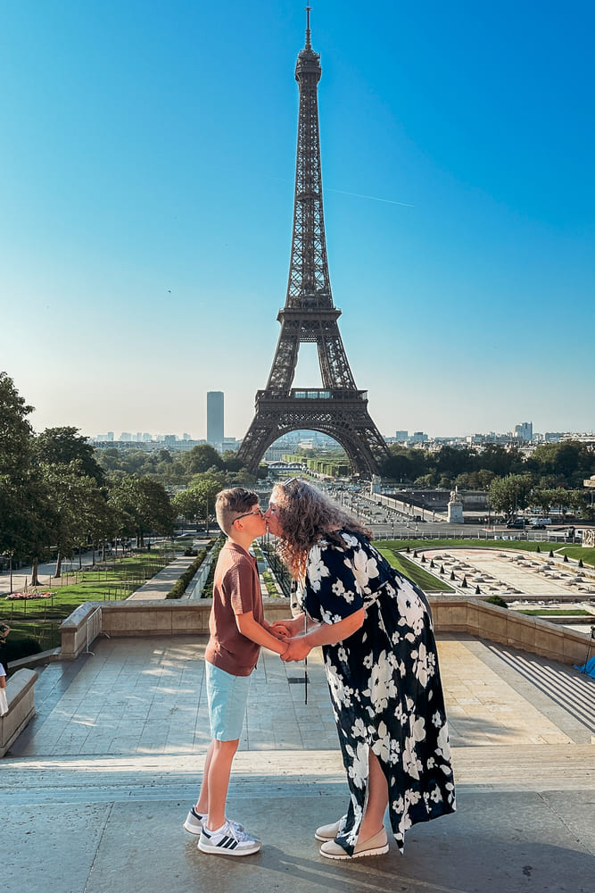 mom kiss her son