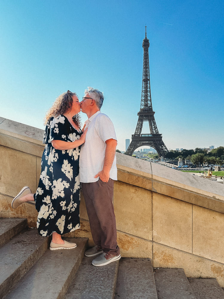 sweet moments of husband and wife in Paris
